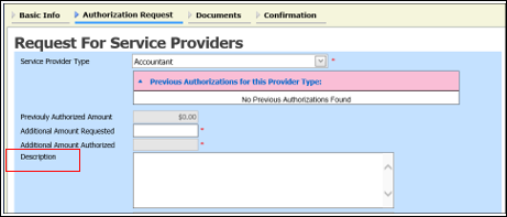 BudgetAUTH - Description field